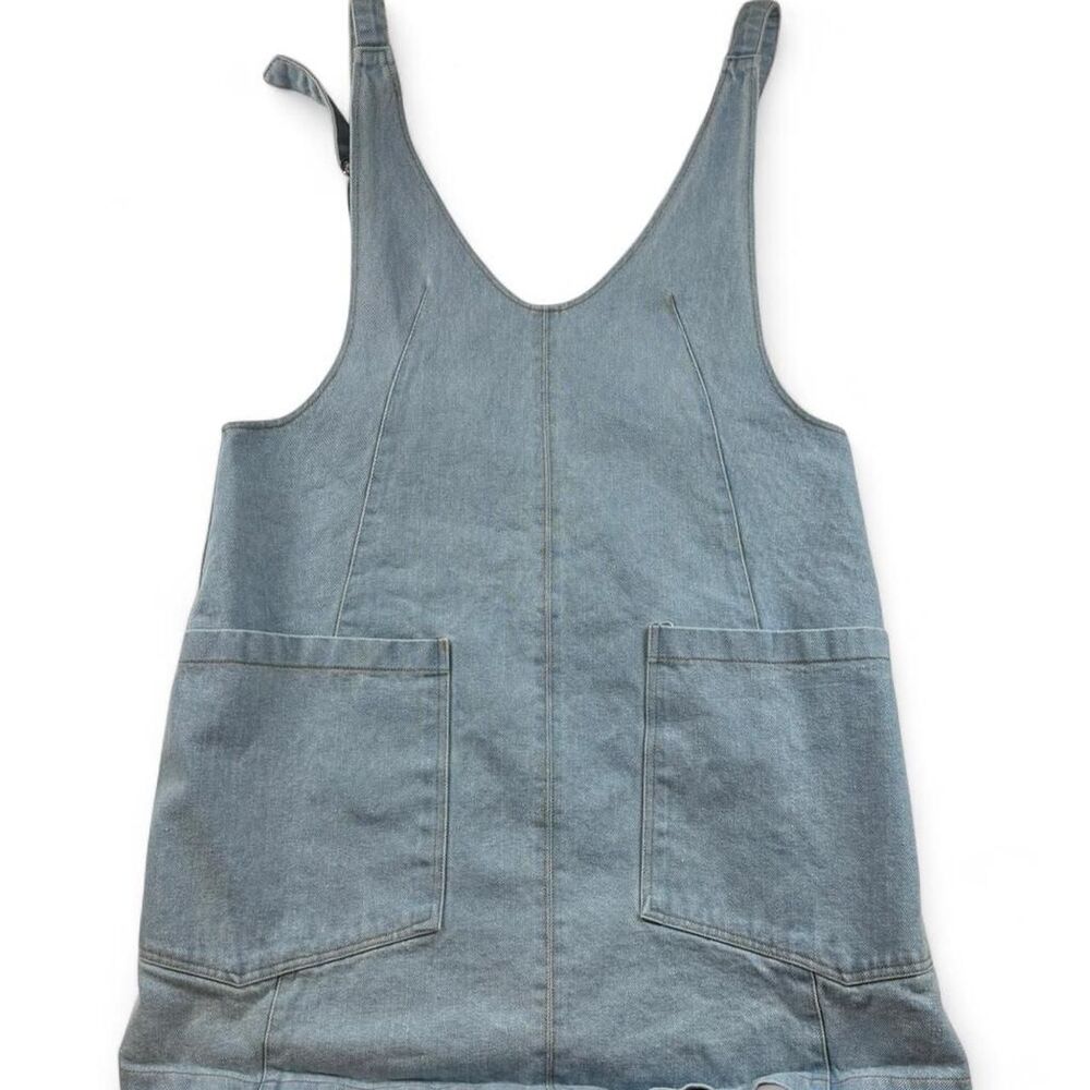 Sewn & Seen Women’s Light Wash Denim Overall Dress Size Medium Adjustable Straps